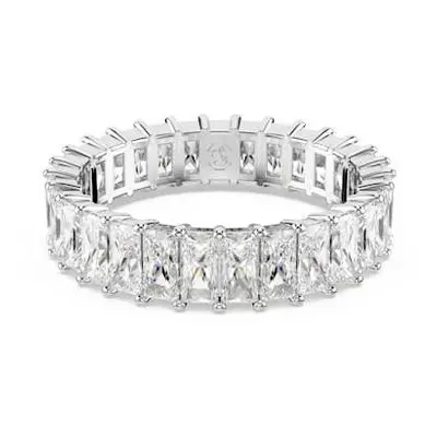 Matrix Rhodium Plated White Baguette Cut Crystal Ring - Size