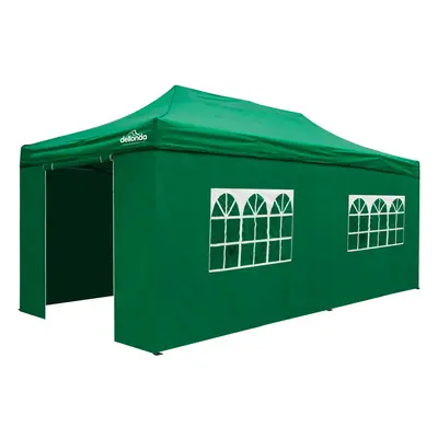 Premium 3x6m Pop-Up Gazebo & Side Walls, Water Resistant, Carry Bag, Stakes & Weight Bags - Gree