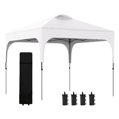 Outsunny Pop Up Gazebo Foldable w/ Wheeled Carry Bag & Weight Bags, White