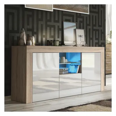 Sideboard 145cm LED Creative Furniture - Oak & White Gloss Doors