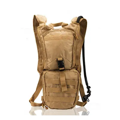 (Khaki) 3L Water Bag Nylon Backpack Water Container Unisex Rucksack Hiking Climbing Camping Cycl