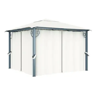 vidaXL Gazebo with Curtain 300x300cm Cream Aluminium Party Tent Canopy Shelter