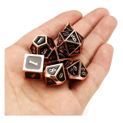 () 7pcs Zinc Alloy Multisided Dices Set Enamel Embossed Heavy Metal Polyhedral Dice With Bag