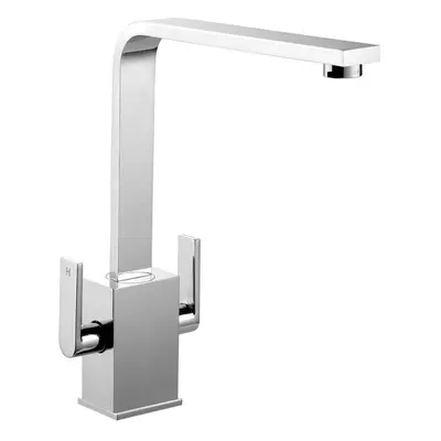 Quadrant Kitchen Sink Basin Dual Twin Lever Mono Mixer Tap Swivel Spout Chrome