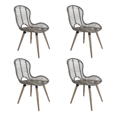 vidaXL 4x Dining Chairs Natural Rattan Brown Outdoor Garden Patio Dinner Seat