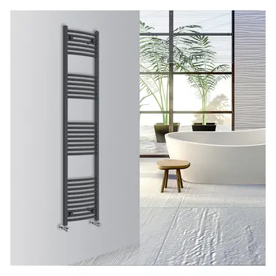 (Anthracite, 1800x400mm) Warmehaus Curved Bathroom Heated Towel Rail Warmer Radiator Central Hea