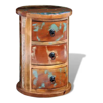 Reclaimed Solid Wood Round Cabinet with Drawers Vintage Rustic Antique