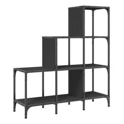 vidaXL Bookcase Bookshelf Storage Side Cabinet Black Engineered Wood and Metal