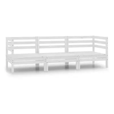 vidaXL Solid Pinewood Garden Lounge Set Piece White Outdoor Sofa Seating