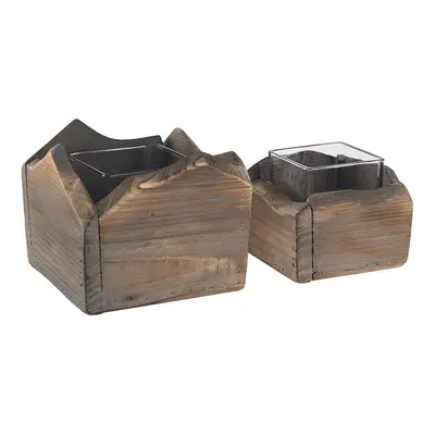 Set of Candle Holders PLATEROS Wood Dark Wood