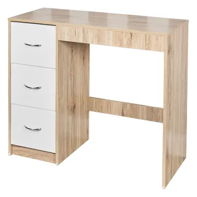 (Oak Carcass + White Drawers) Drawer Wooden Dressing Computer Work Table Desk