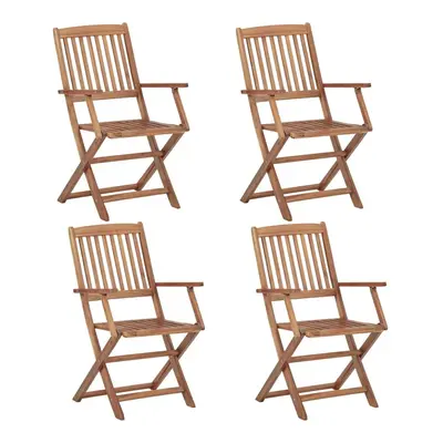 vidaXL 4x Solid Acacia Wood Folding Outdoor Chairs Wooden Garden Dining Seat