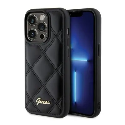 Guess Quilted Metal Logo Case for iphone Pro 6.1" Black - GUHCP15LPSQSQSK