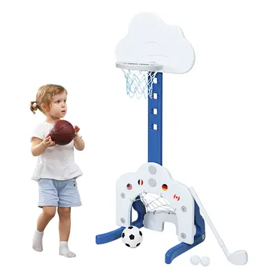 Kids Basketball Hoop Set Sports Activity Center w/ Basketball Soccer Ball