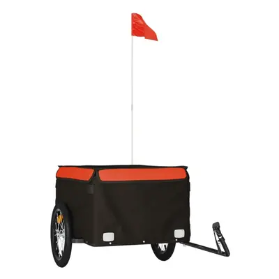 (orange, x 62.5 x cm) vidaXL Bike Cargo Trailer Bike Carriage Bicycle Wagon Trailer with Flag Ir