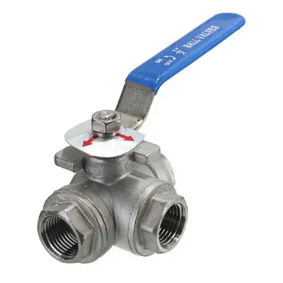 G1/2inch Female Thread 3-Way L-Port Stainless Steel Ball Valve