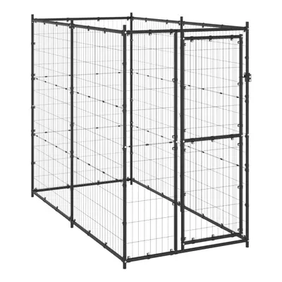 vidaXL Outdoor Dog Kennel Steel Garden Terrance Patio Dog Supplies House Cage