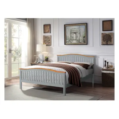 (King , Grey) 3ft 4ft6 5ft Solid Wooden Curved Bed Frame in Grey or White