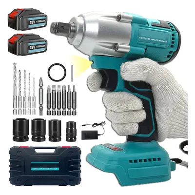 Cordless Brushless Impact Wrench Driver Drill+4Sockets+2Battery 5.5A+Charger+Case-Makita Battery