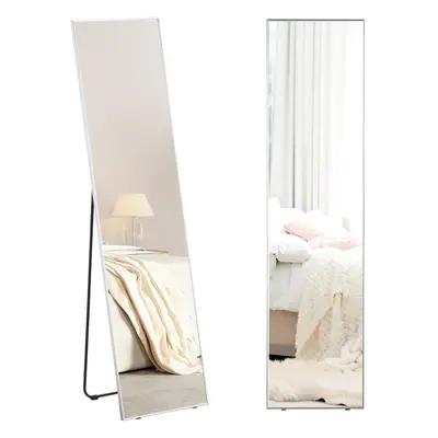 HOMCOM Full Length Mirror Dressing Mirror Wall-Mounted Entryway Silver Frame