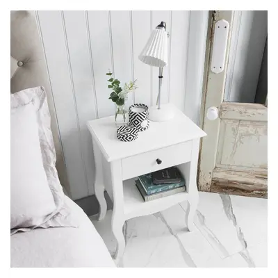 Camille Bedside Table Drawer in Classic White