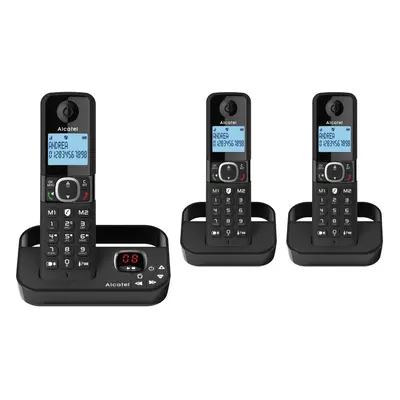 Alcatel F860 Voice full featured Cordless Phone, Triple Pack, Black