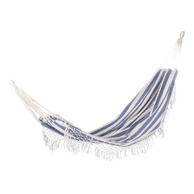 (Blue Stripe) Double Hammock Person Extra Large Canvas Cotton Hammock for Patio Garden Backyard 