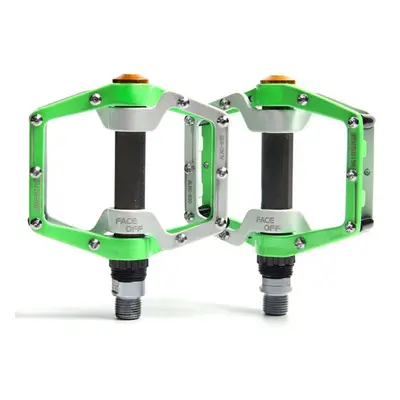 (Green) Flat Platform Aluminum Alloy Sealed Bearing 9/16" Bike Pedals For MTB Road Mountain Bike