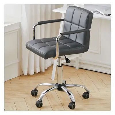 (Grey) Low Back Faux Leather Office Chair with Chrome Base