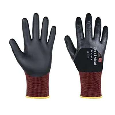 CoreShield Double Palm Coated Cut Protective Gloves 21-1D28B, Cut Level A1/A, Breathable, Antimi