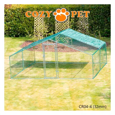 Chicken Run 4m X 4m 32mm Galvanized Steel Frame by Cozy Pet for Poultry, Rabbit, Dog, Puppy