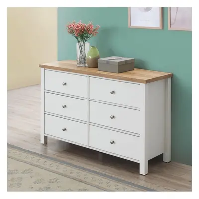 Astbury Drawer Bedroom Cabinet Chest of Drawers White and Oak