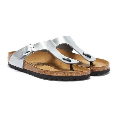 (UK 7) Birkenstock Womens Gizeh Birko Flor Silver Sandals