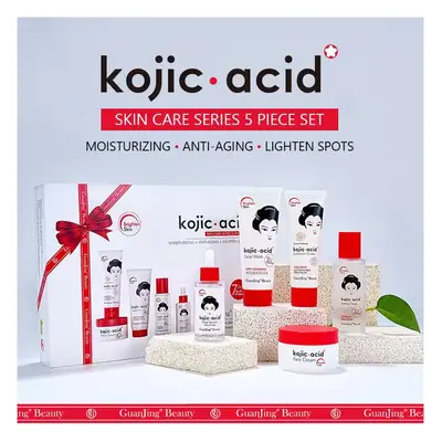 GuanJing Kojic Acid Pcs Skin Care Set |Face Cream, Serum, Toner, Wash & Sunscreen |Anti-aging |W