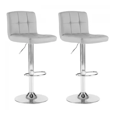 Neo 2x Grey Faux Leather Cuban Swivel Bar Stools