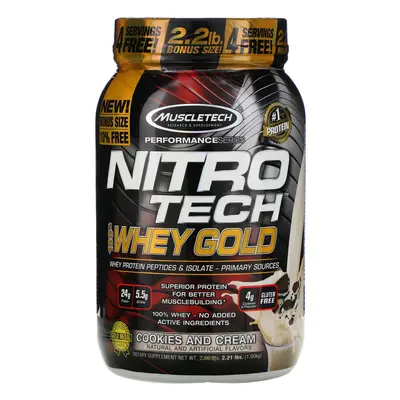 Muscletech, Nitro Tech, 100% Whey Gold, Cookies And Cream, 2.20 lbs (999 g)