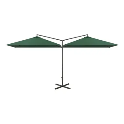 vidaXL Double Garden Parasol with Steel Pole Sunshade Outdoor Umbrella Green