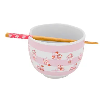 Hello Kitty Hello Kitty Strawberry Milk Ramen Bowl with Chopsticks, White & Pink