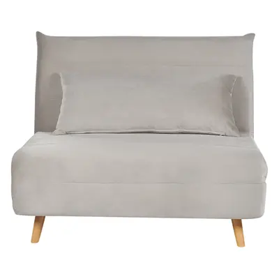 Velvet Single Sofa Bed Light Grey SETTEN