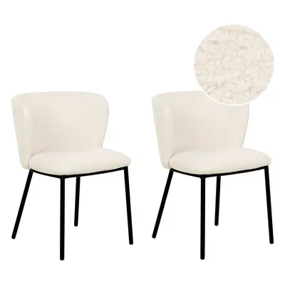 Set of Dining Chairs MINA Boucle Off-White