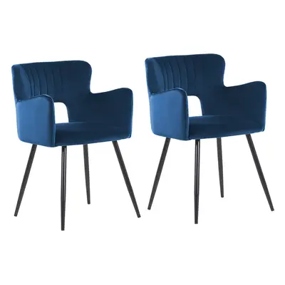 Set of Dining Chairs SANILAC Velvet Navy Blue