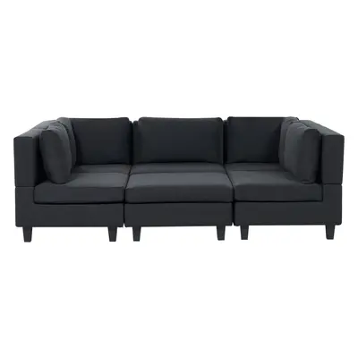 5-Seater Modular Fabric Sofa with Ottoman Black UNSTAD