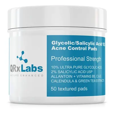 Glycolic/Salicylic Acid 10/2 Acne Control Pads with 10% Ultra Pure Glycolic Acid + 2% Salicylic 