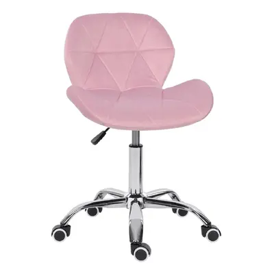 (pink) Modern Velvet Swivel Office Chair, Height Adjustable Padded Armless Desk Chair with Wheel