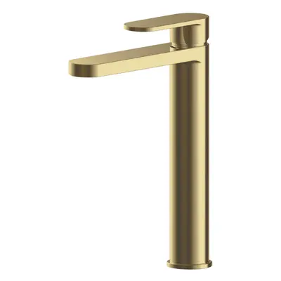 Current Round High Rise Mono Basin Mixer Tap - Brushed Brass - Balterley