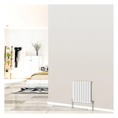 (Horizontal 600x590mm - Single) NRG White Designer Radiator Premium Oval Column Central Heating 