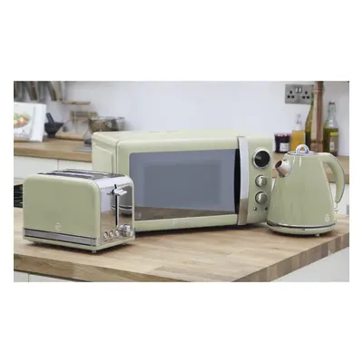 (Green) Swan Retro Kitchen Triple Pack | Includes Toaster, Kettle & Microwave