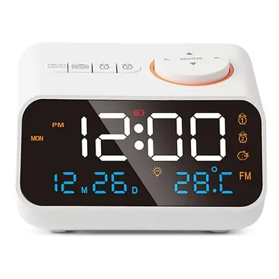 Mordern FM Radio LED Alarm Clock with Temperature Thermometer Humidity Hygrometer for Bedside Wa