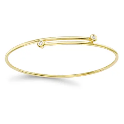 Jewelco London 18ct Yellow Gold Diamond Twin Donut Solitaire Crossover Bangle Bracelet 1.5mm 5pt