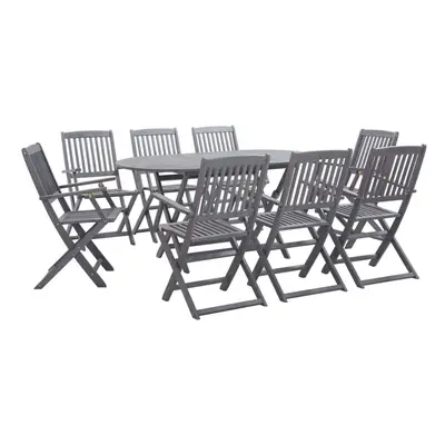 vidaXL Piece Solid Acacia Wood Garden Dining Set Grey Outdoor Table Chair